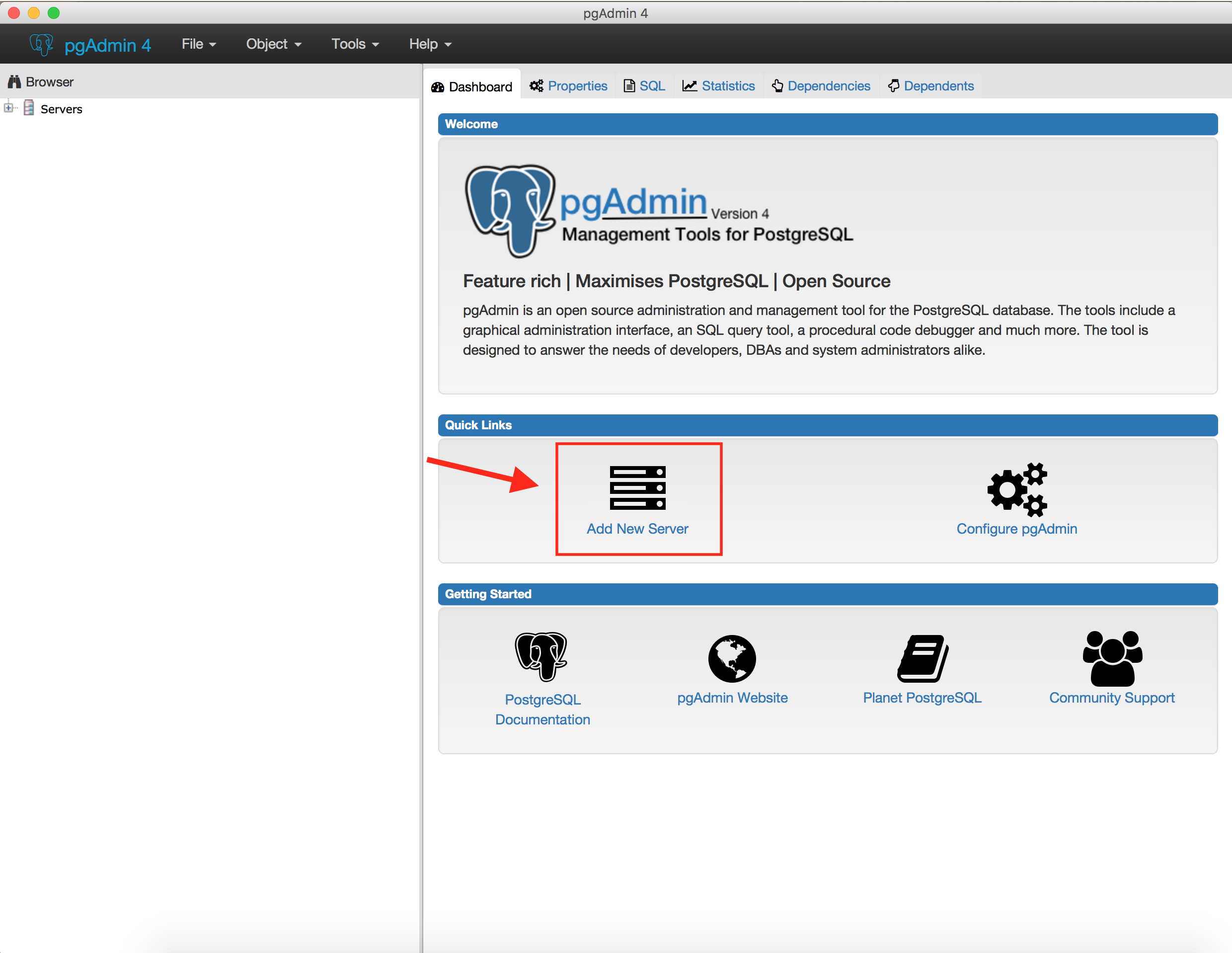 data coding pgadmin add server