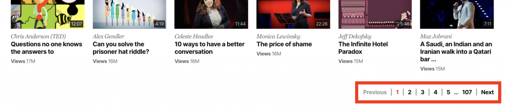 multiple web pages and urls on TED 2