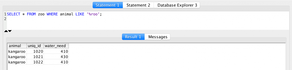 SQL WHERE clause - LIKE roo