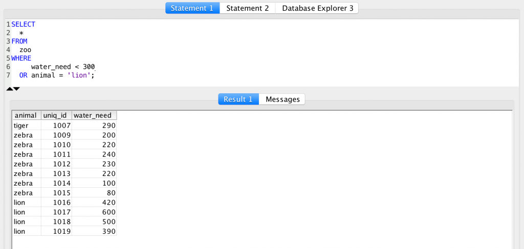 SQL WHERE clause OR operator