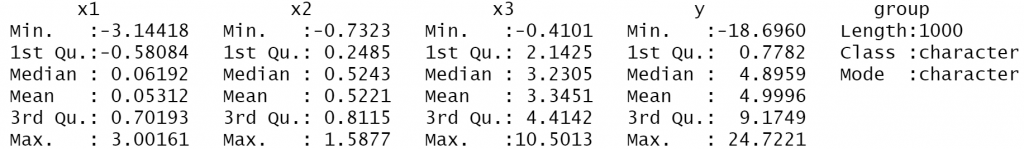 summary statistics dataframe r language