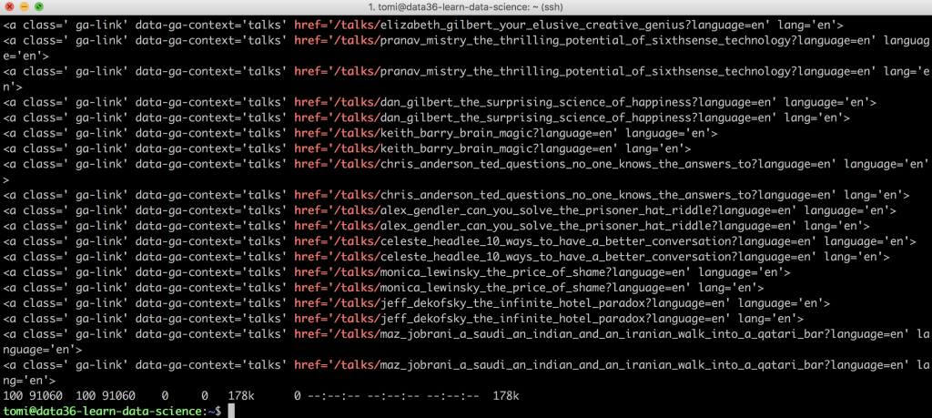 ted talk urls scraped