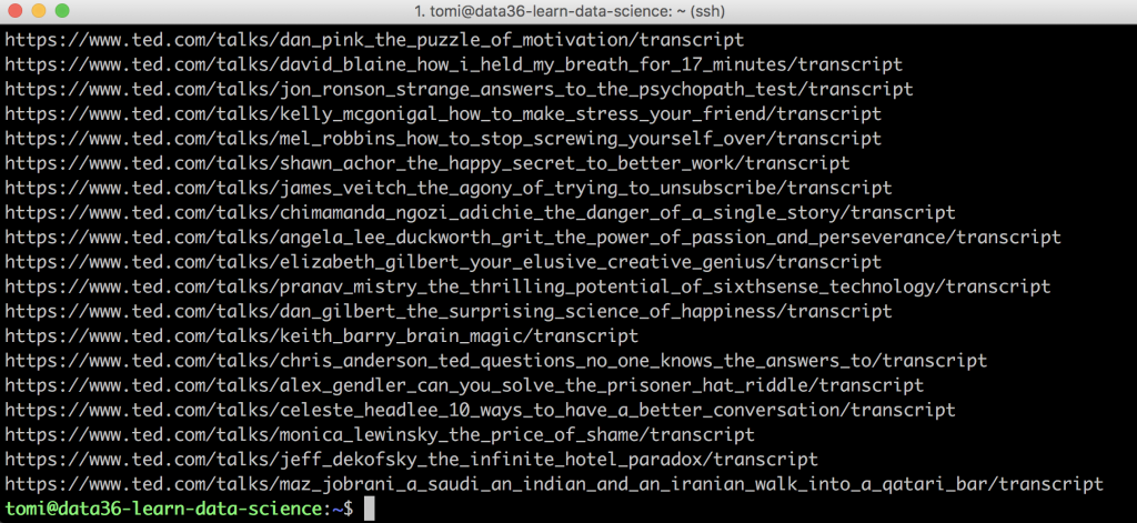 unique URLs web scraped